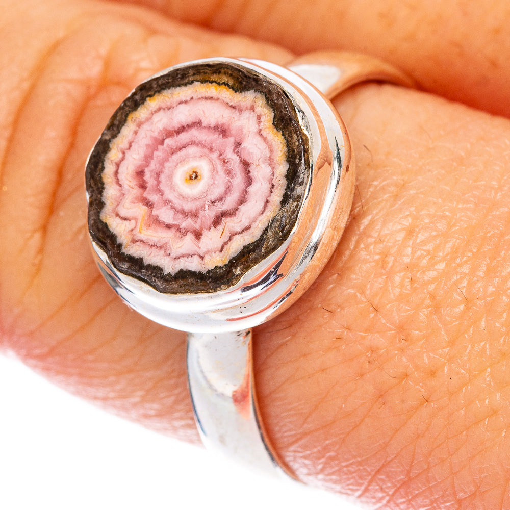 Rare Rhodochrosite Stalactite Ring Size 9 (925 Sterling Silver) R1384