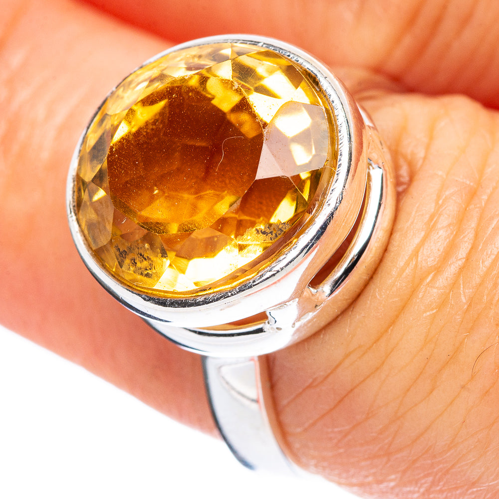 Faceted Citrine Ring Size 7 (925 Sterling Silver) R4538