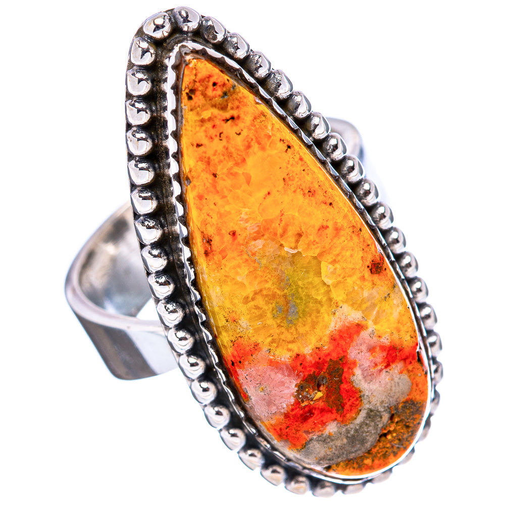 Bumble Bee Jasper Ring Size 8 Adjustable (.925 Sterling Silver)