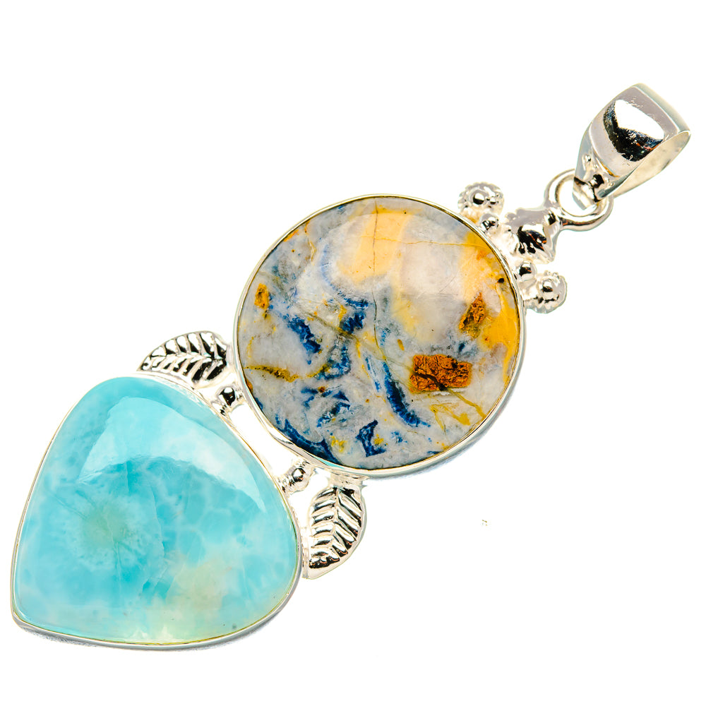 Blue Scheelite, Larimar Pendant 2 3/8" (925 Sterling Silver) PD37958