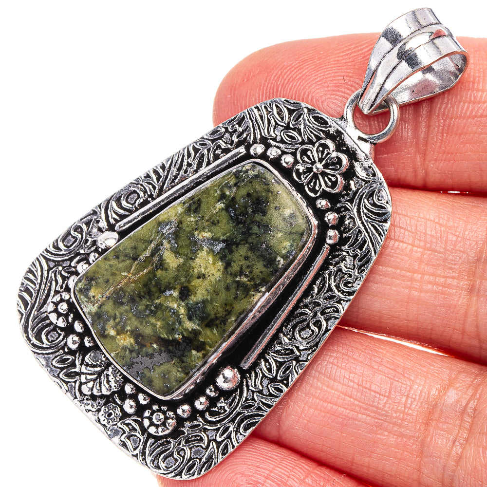Unakite Pendant 2 1/8" (German Silver)