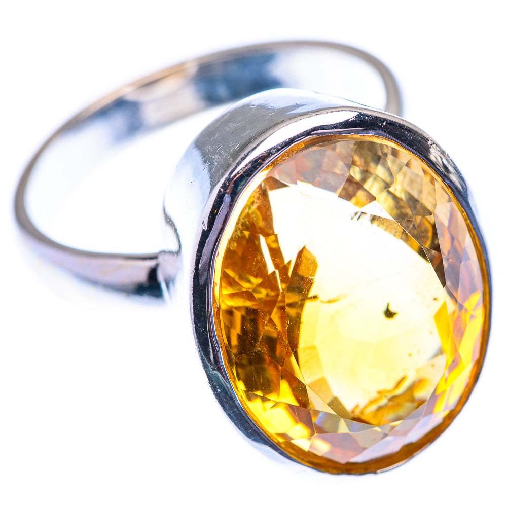 Large Faceted Citrine 925 Sterling Silver Ring Size 10 (925 Sterling Silver) RING140415