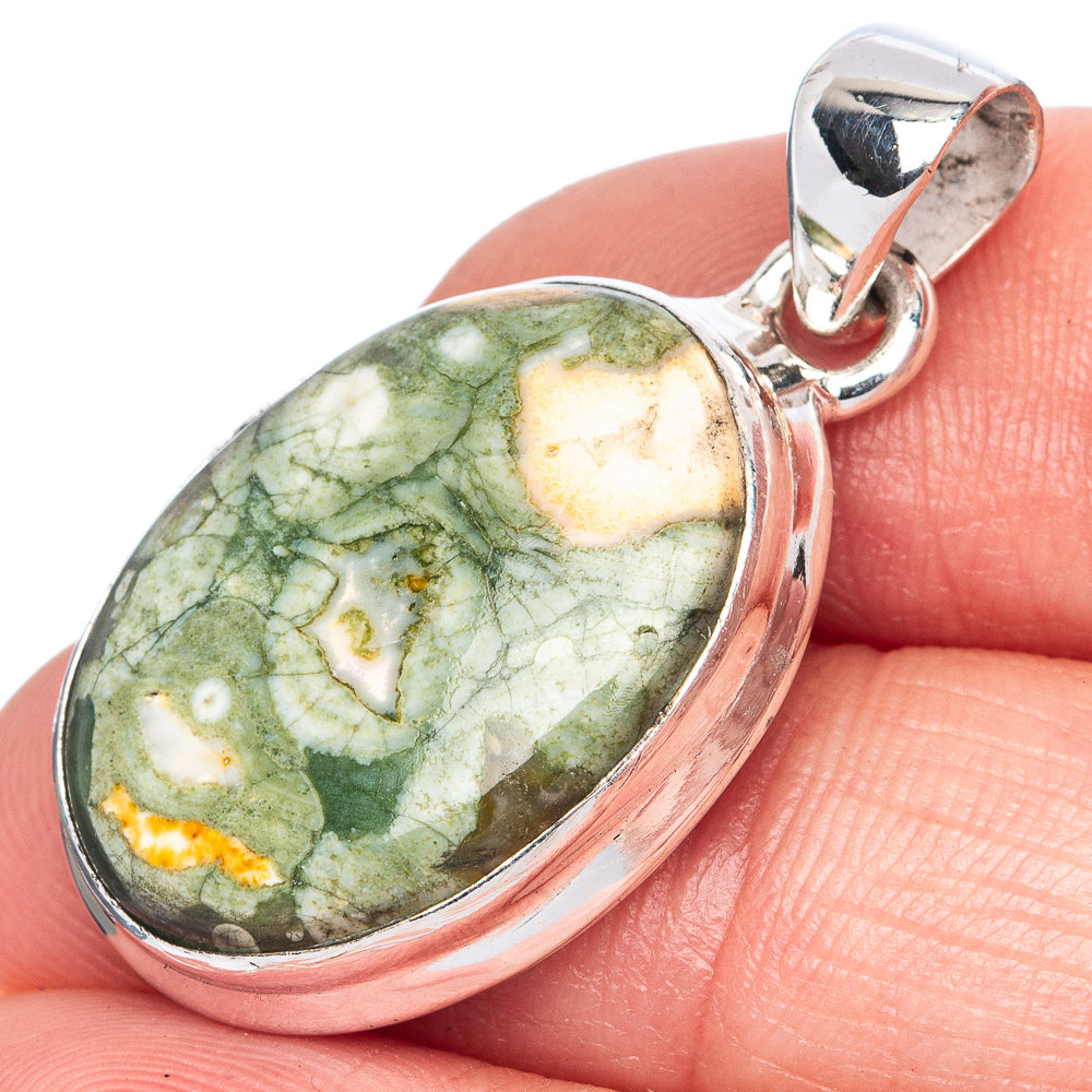 Ocean Jasper Pendant 1 1/4" (925 Sterling Silver) P41470