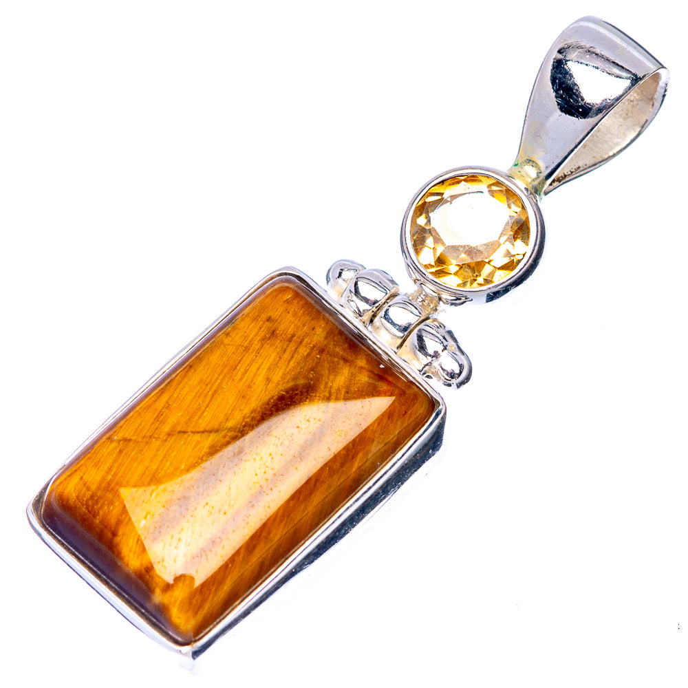 Tiger Eye, Citrine Pendant 1 3/8" (925 Sterling Silver) P41077