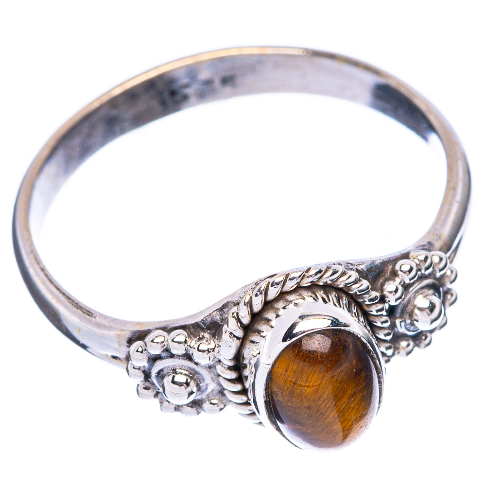 Tiger Eye Dainty Ring Size 8 (925 Sterling Silver) R5996