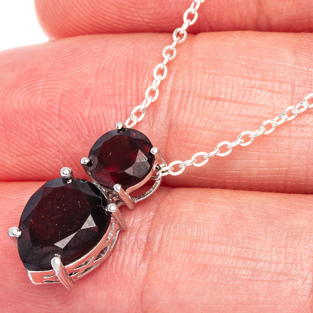 Garnet Necklace 18" (925 Sterling Silver) N90041
