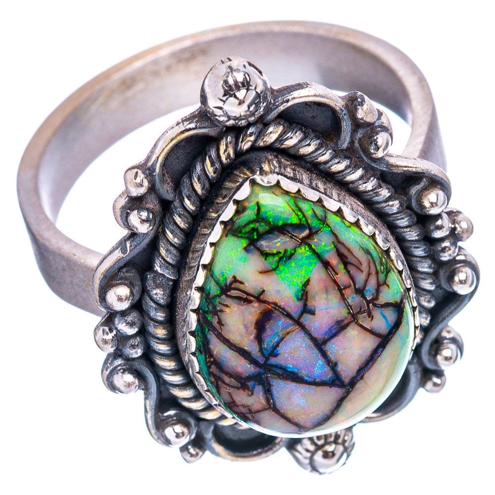 Exclusive Native Style Sterling Opal Ring Size 8 Adjustable (.925 Sterling Silver)