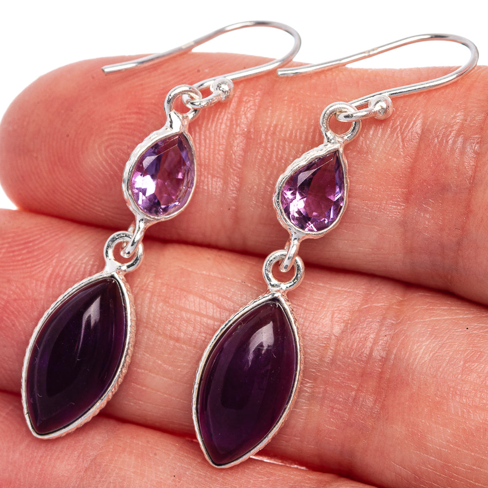 Amethyst Earrings 1 3/4" (925 Sterling Silver) E433515