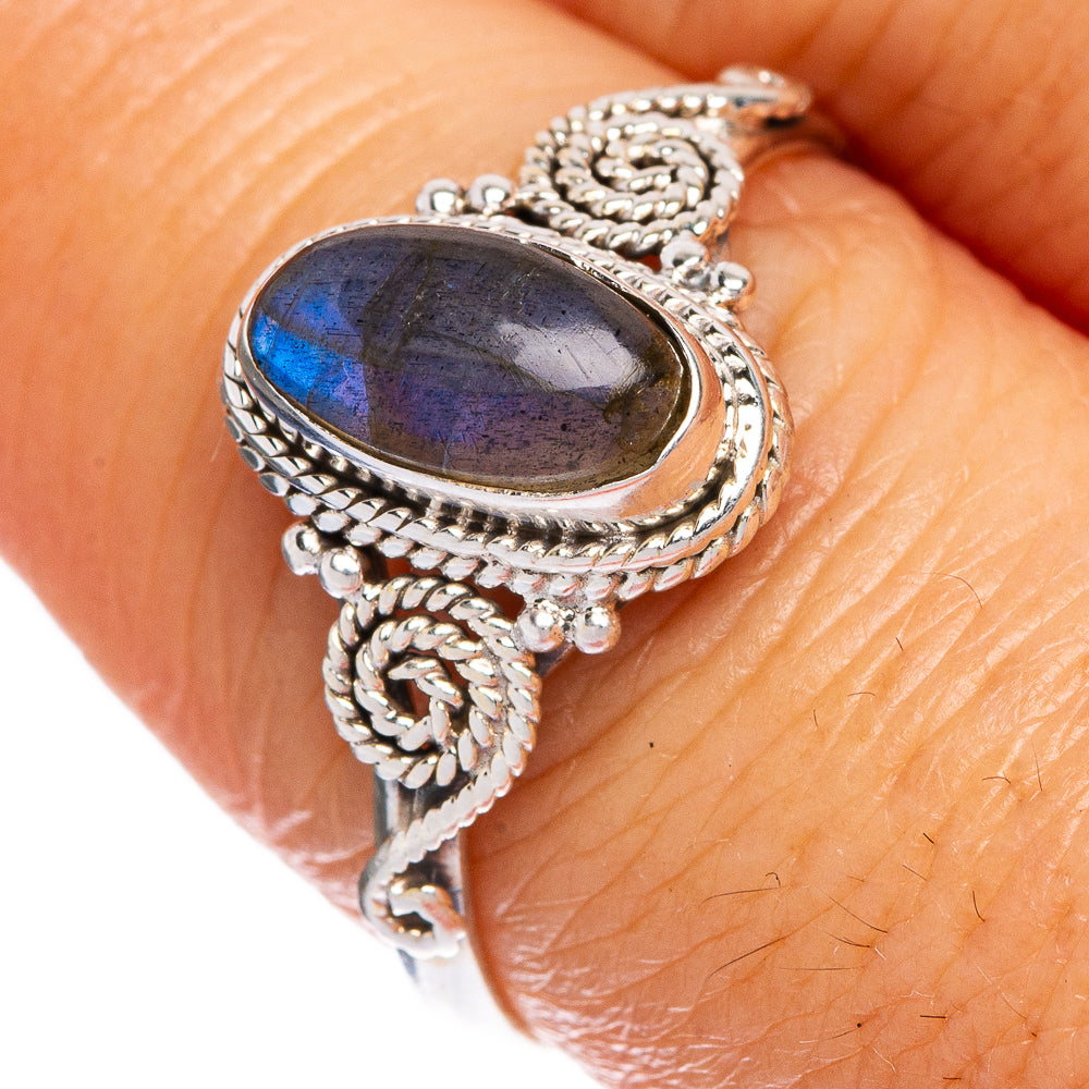 Labradorite Dainty Ring Size 9 (925 Sterling Silver) R1068