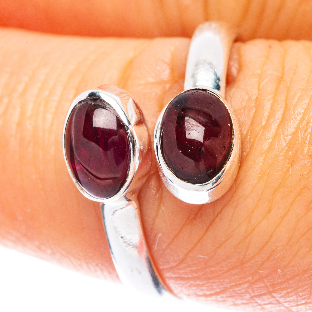 Garnet Dainty Ring Size 7 Adjustable (925 Sterling Silver) R5707