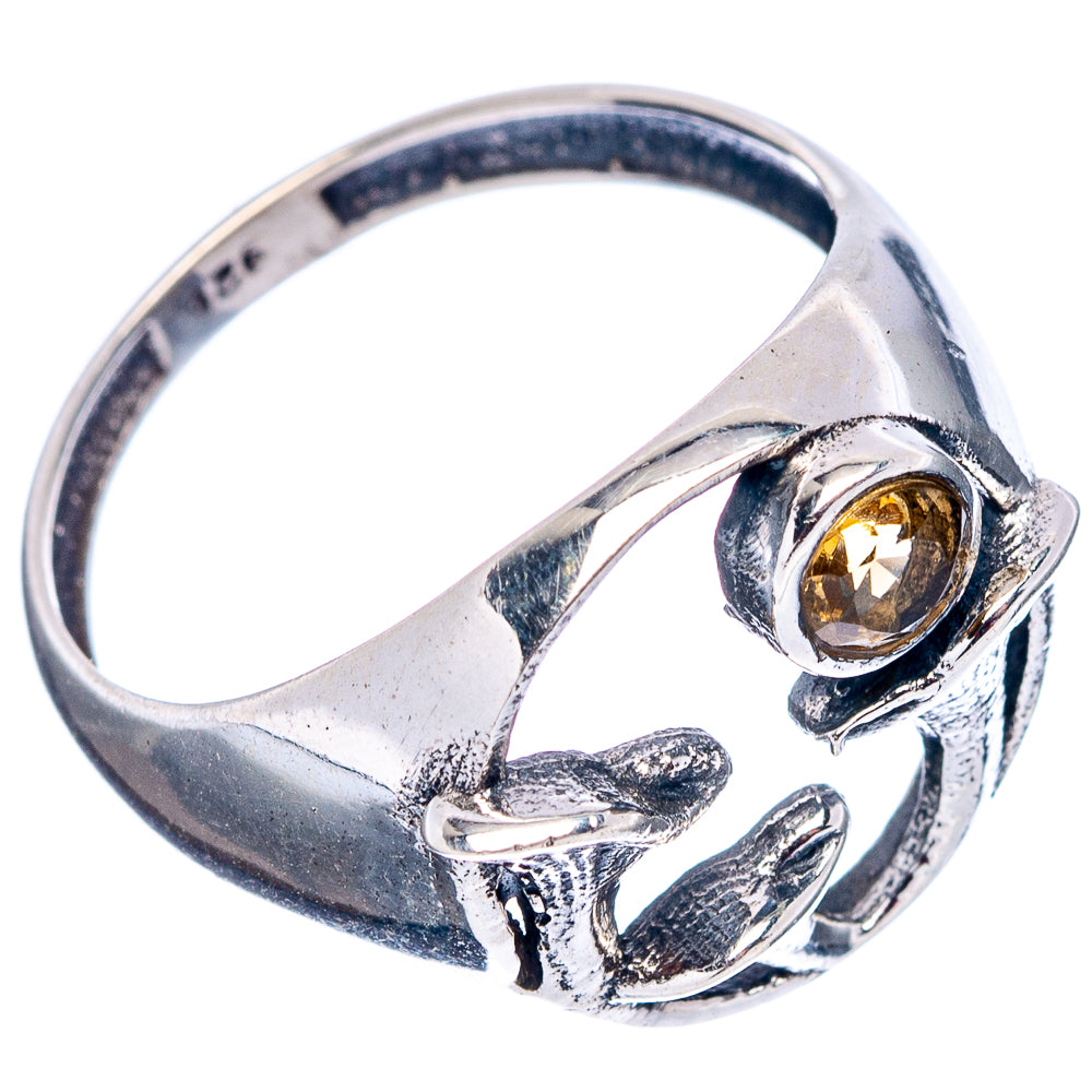 Citrine Mushroom Dainty Ring Size 8 (.925 Sterling Silver)