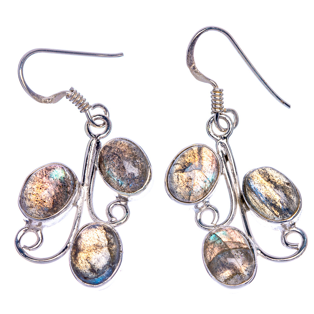 Labradorite Earrings 1 1/2" (925 Sterling Silver) E1054