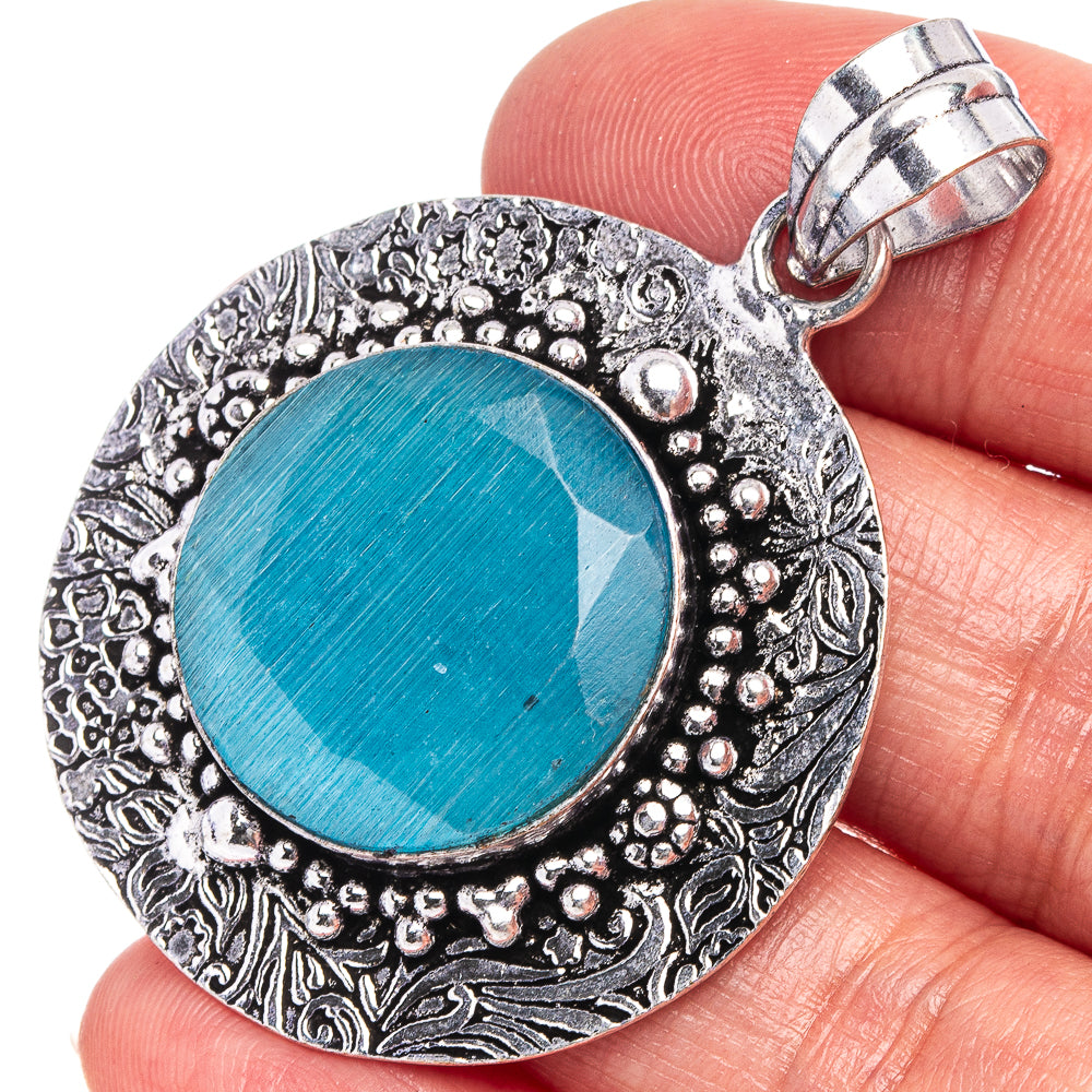 Blue Onyx Pendant 2" (German Silver)