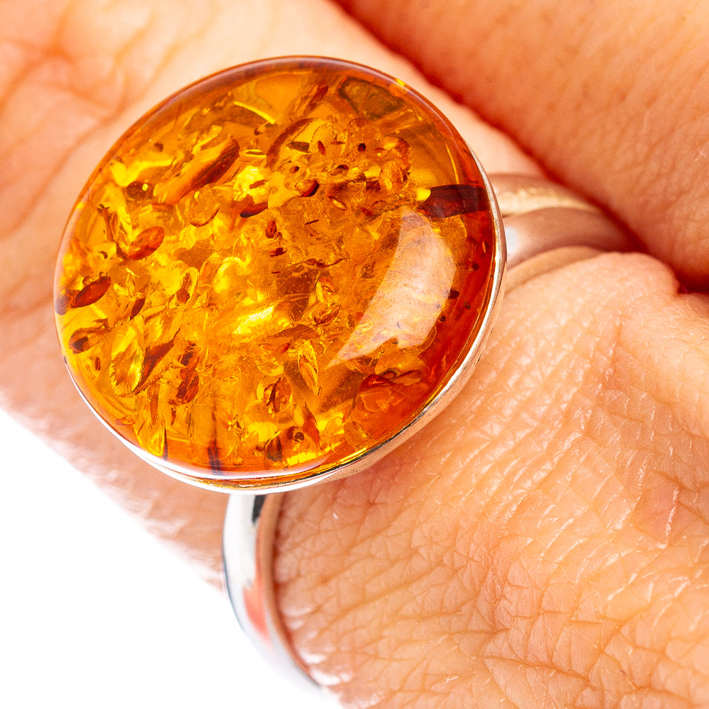 Baltic Amber Ring Size 7 Adjustable (.925 Sterling Silver)