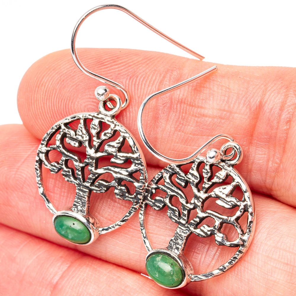 Chrysoprase Earrings 1 3/8" (925 Sterling Silver) E3151