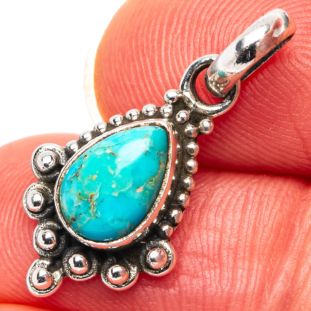 Mohave Turquoise Dainty Pendant 1" (.925 Sterling Silver)