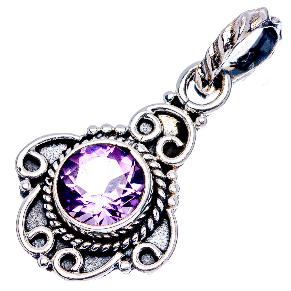 Amethyst Dainty Pendant 1 1/8" (.925 Sterling Silver)