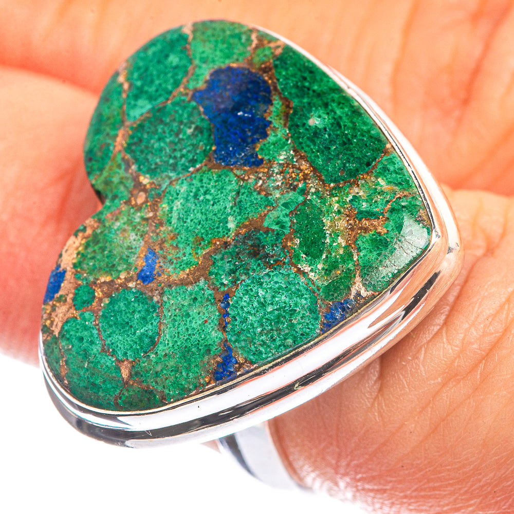 Large Copper Chrysocolla 925 Sterling Silver Ring Size 6