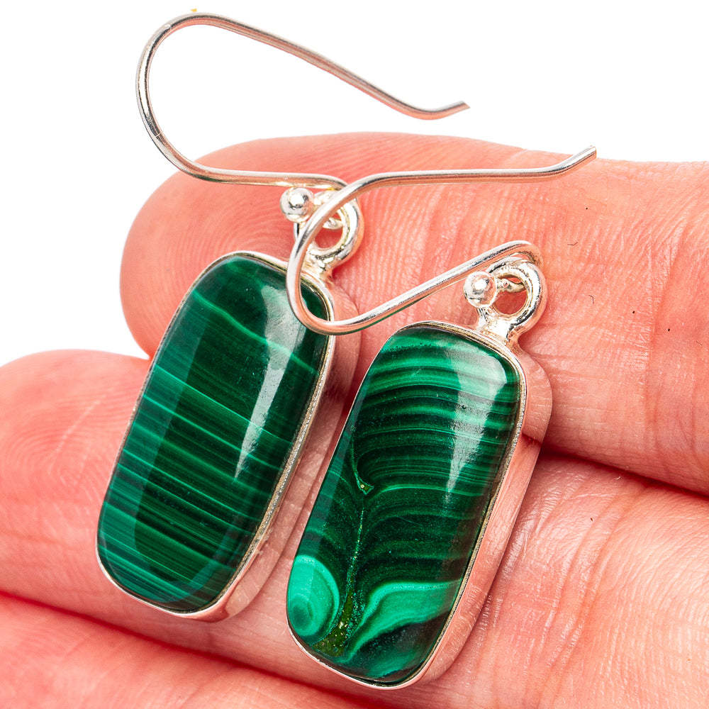 Malachite Earrings 1 1/2" (925 Sterling Silver) E2790