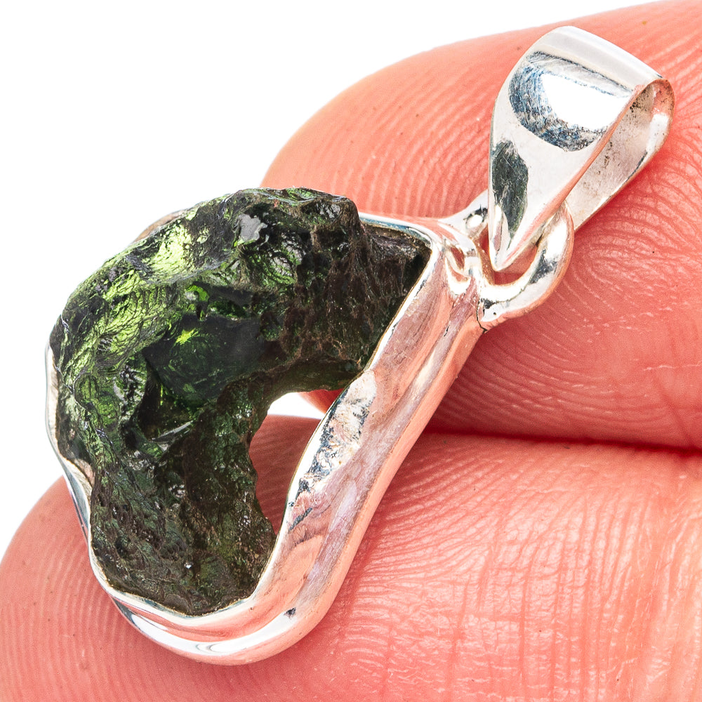 Rare Moldavite Pendant 1" (925 Sterling Silver) P43492