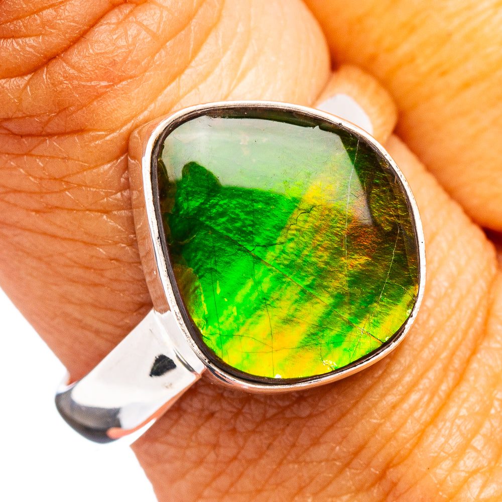 Premium Canadian Ammolite Ring Size 9 (.925 Sterling Silver)