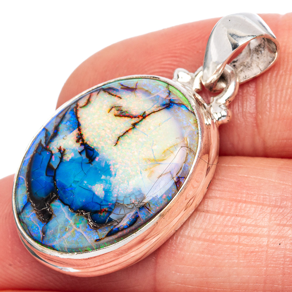 Rare Sterling Opal Pendant 1 1/4" (925 Sterling Silver) P42048
