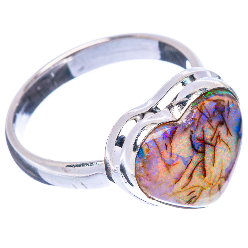 Rare Sterling Opal Heart Ring Size 8.25 (925 Sterling Silver) R2299