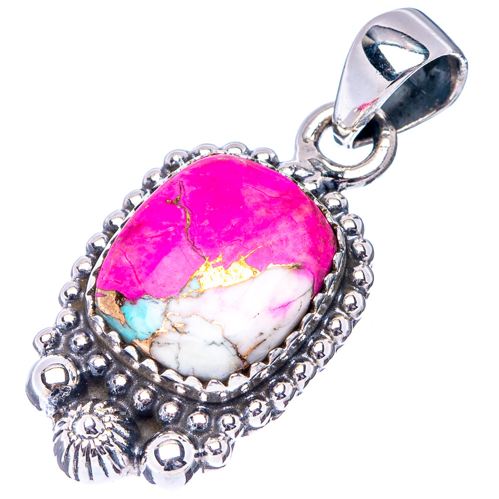 Cotton Candy Turquoise Pendant 1 1/4" (.925 Sterling Silver)