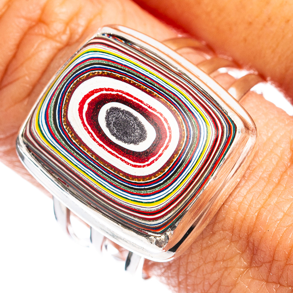 Premium Fordite Ring Size 10 (.925 Sterling Silver)