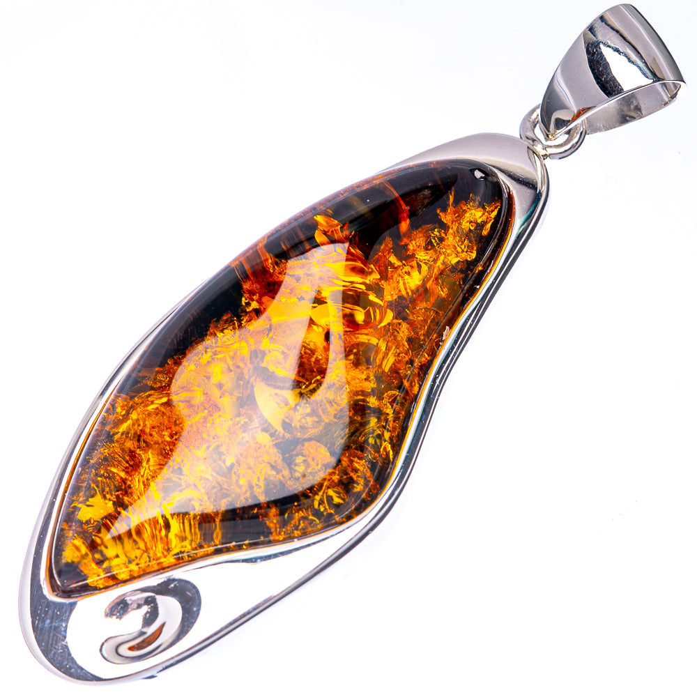 Anasilvercos Baltic Amber Pendant 2 5/8" (925 Sterlnig Silver)