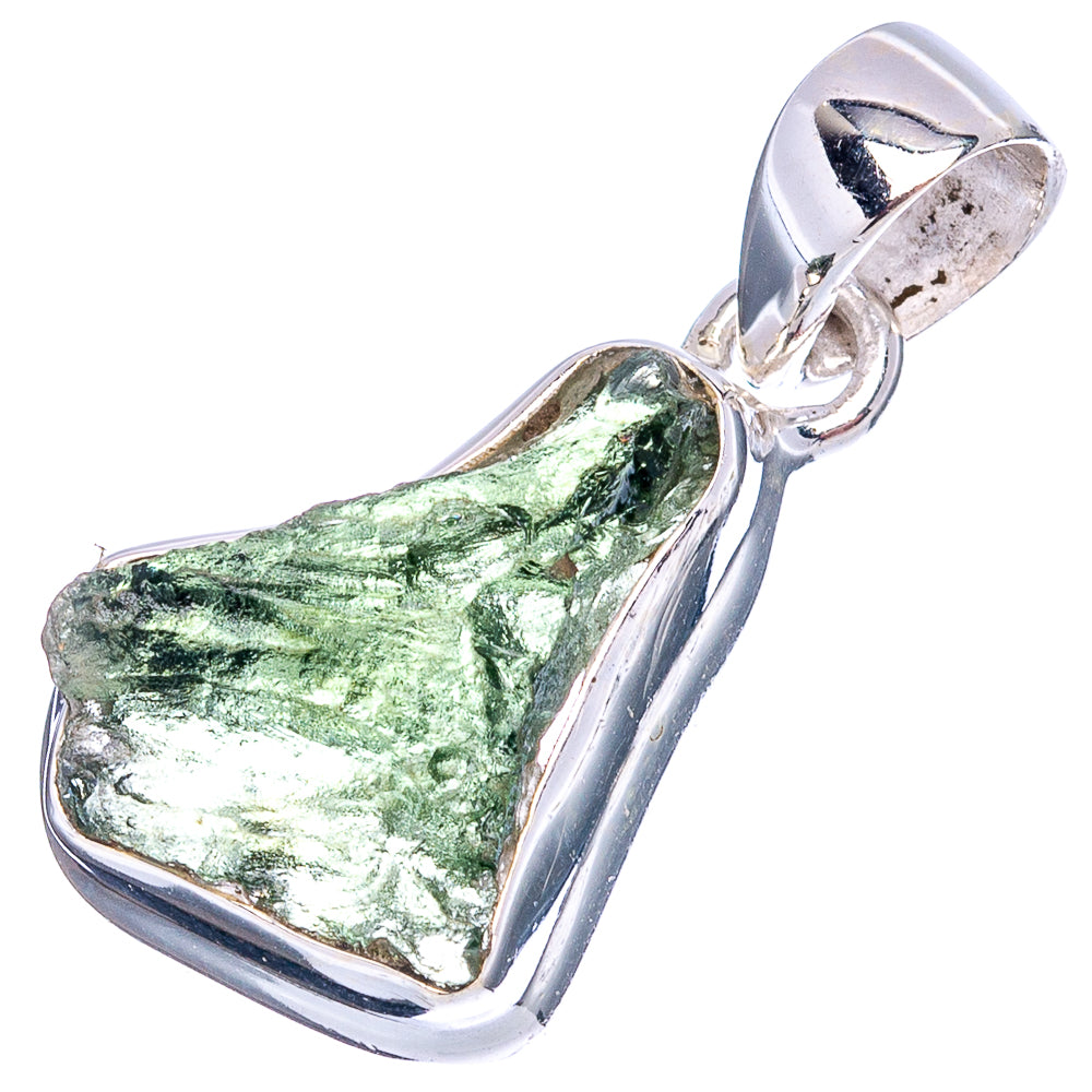 Rare Moldavite Pendant 1 1/8" (.925 Sterling Silver)