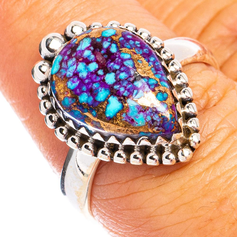 Purple Copper Composite Turquoise Ring Size 7.75 (925 Sterling Silver) R8433