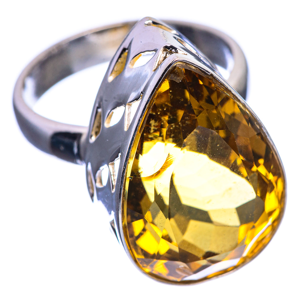 Faceted Citrine 925 Sterling Silver Ring Size 6