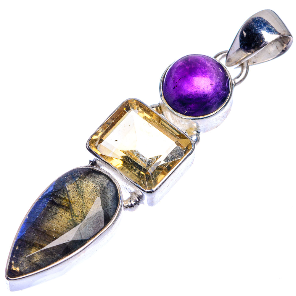 Labradorite, Citrine, Amethyst Pendant 2 1/8" (925 Sterling Silver) P39763