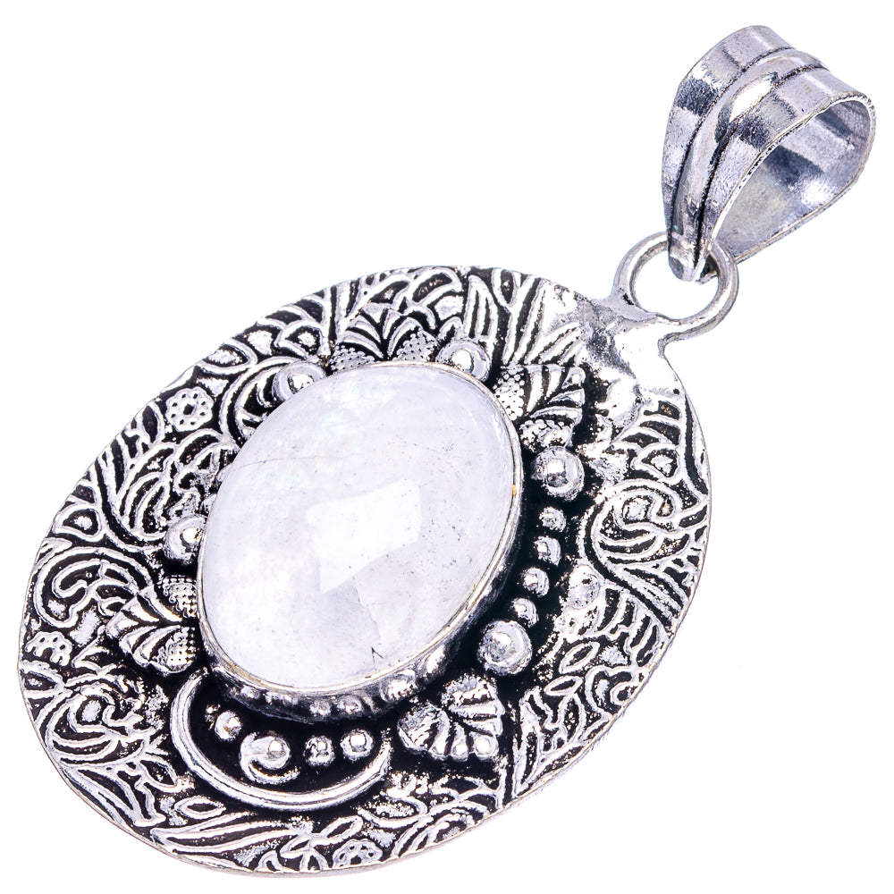 Rainbow Moonstone Pendant 2" (German Silver)