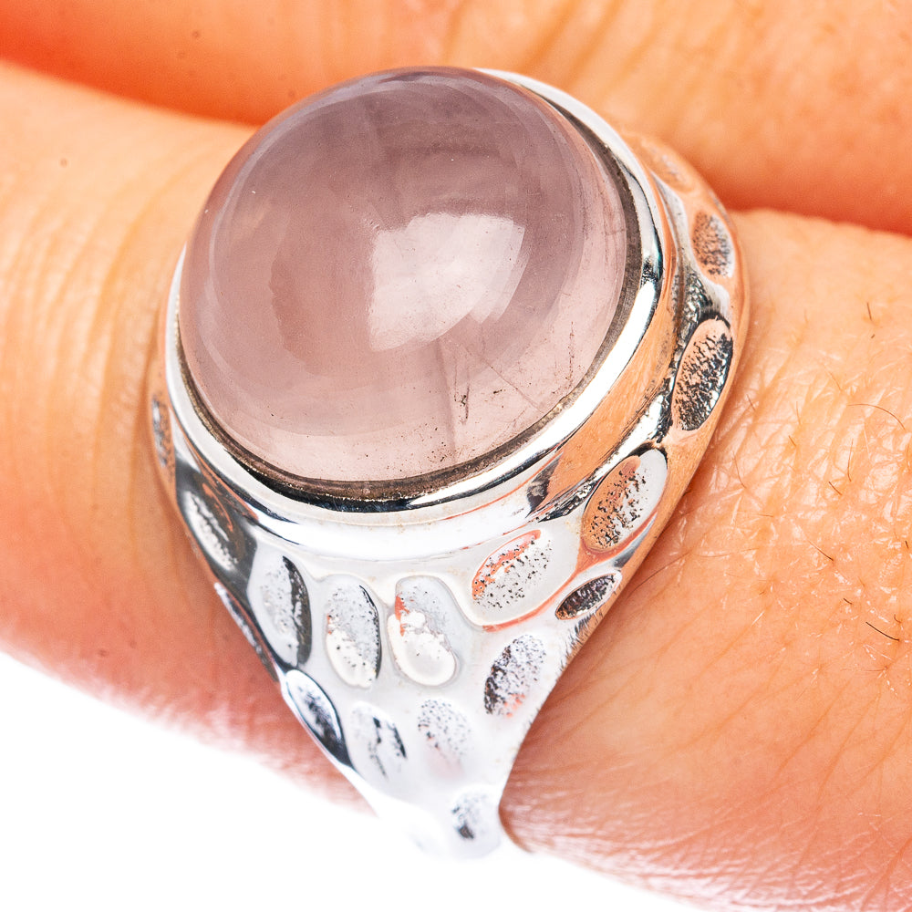 Rose Quartz Ring Size 8.25 (925 Sterling Silver) R2854