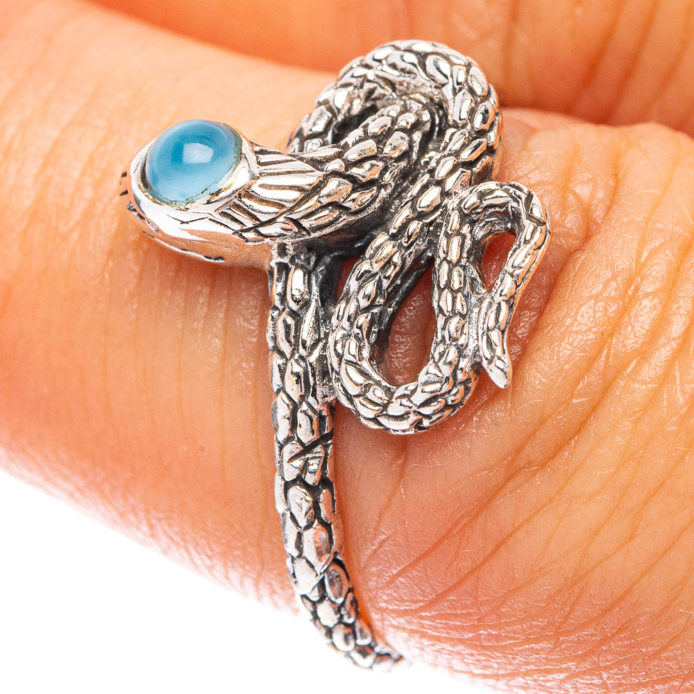 Aqua Chalcedony Snake 925 Sterling Silver Ring Size 6.75 (925 Sterling Silver) R5457