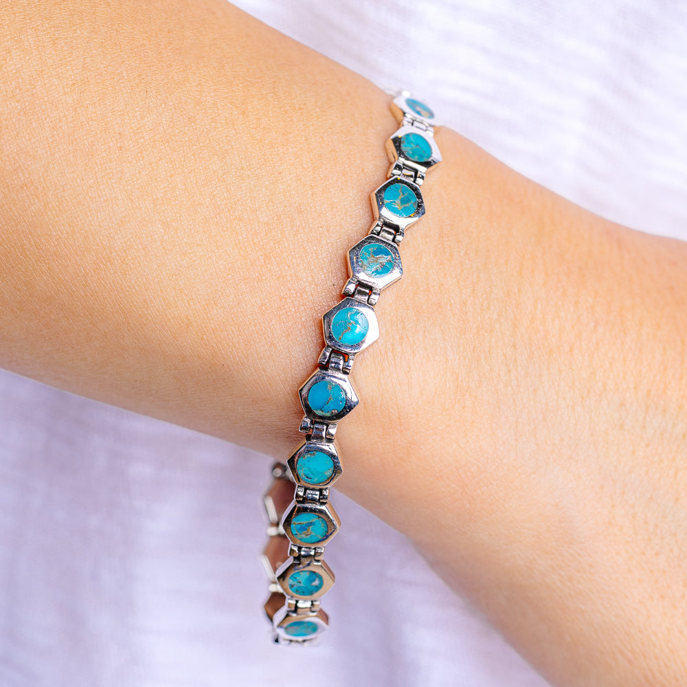 Mohave Turquoise Bracelet 7 5/8" (.925 Sterling Silver)