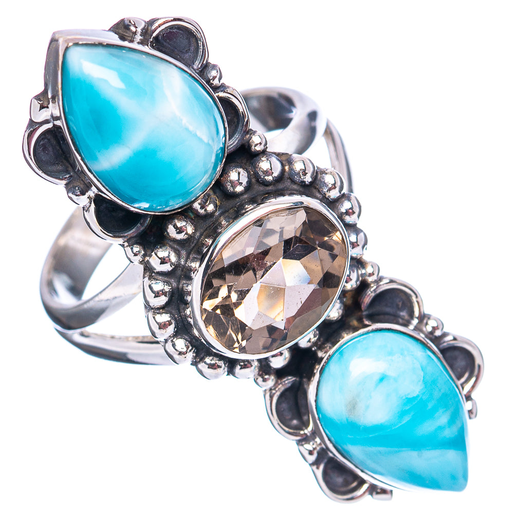 Premium Larimar, Ametrine Ring Size 8 (.925 Sterling Silver)