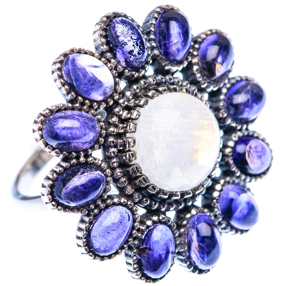 Large Rainbow Moonstone, Tanzanite 925 Sterling Silver Ring Size 8.5 (925 Sterling Silver) RING140448