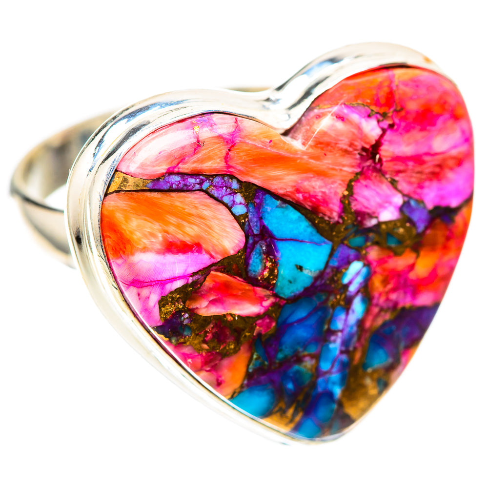 Large Kingman Pink Dahlia Turquoise 925 Sterling Silver Ring Size 10 (925 Sterling Silver) RING139673