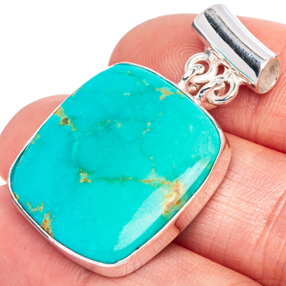 Rare Kingman Turquoise Pendant 1 3/8" (925 Sterling Silver) P41448