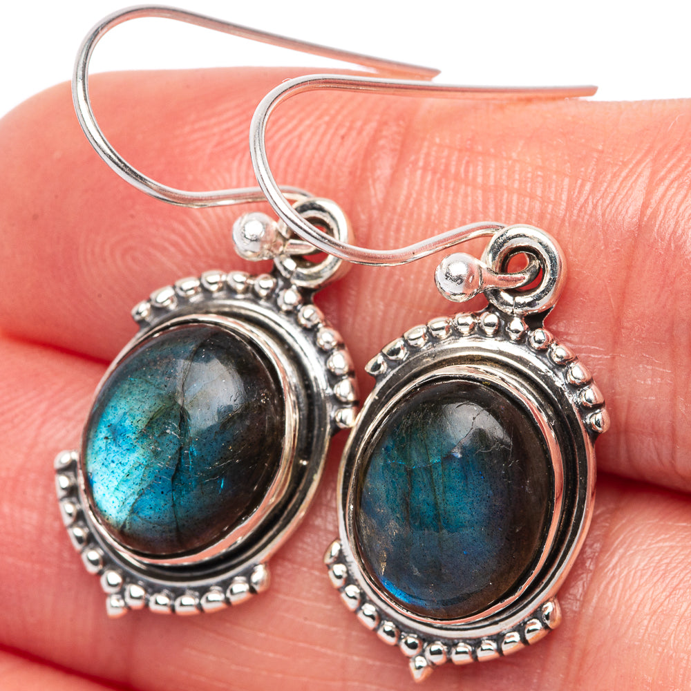 Labradorite Dainty Earrings 1 3/8" (925 Sterling Silver) E2013