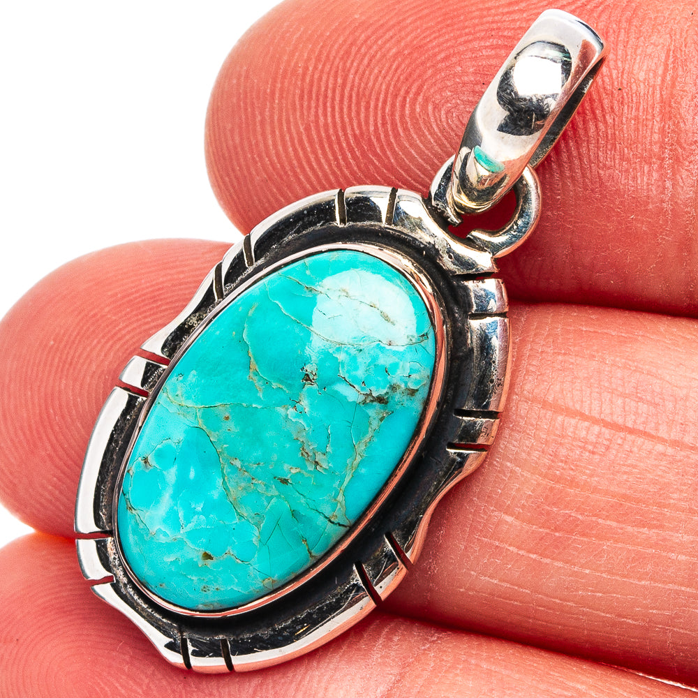 Mohave Turquoise Pendant 1 3/8" (.925 Sterling Silver)