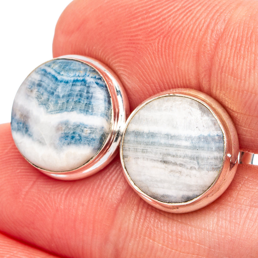 Blue Scheelite Earrings 1/2" (.925 Sterling Silver)