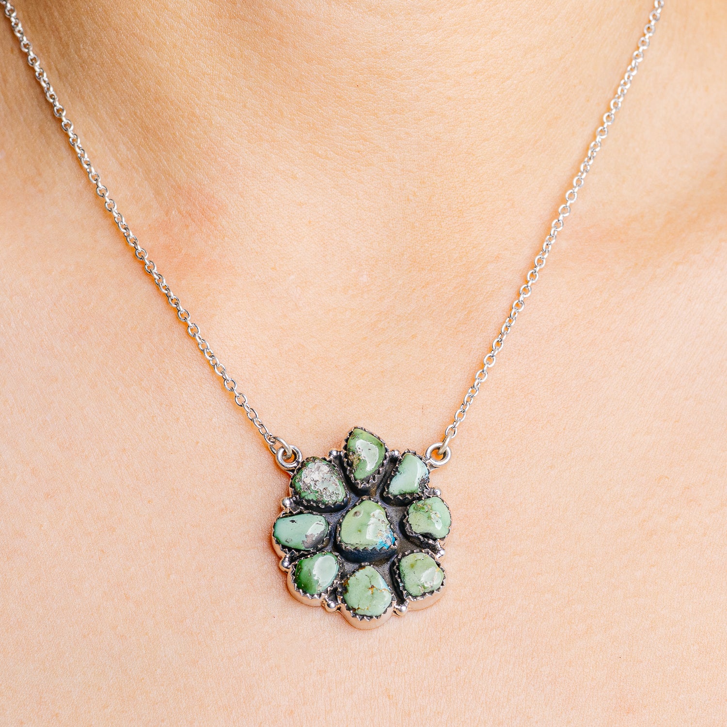 Palomino Turquoise Necklace 17 to 19" (.925 Sterling Silver)