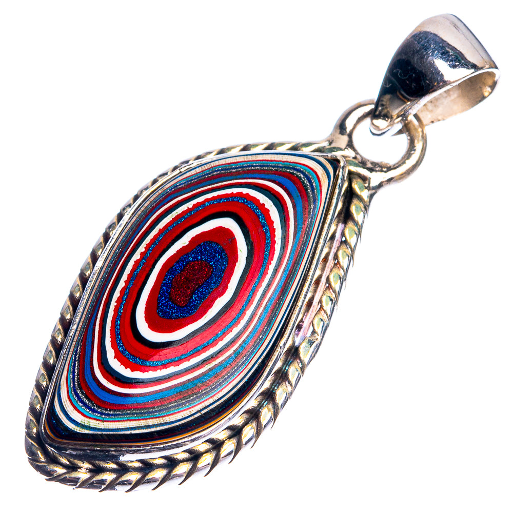 Fordite 925 Sterling Silver Pendant 1 1/2"