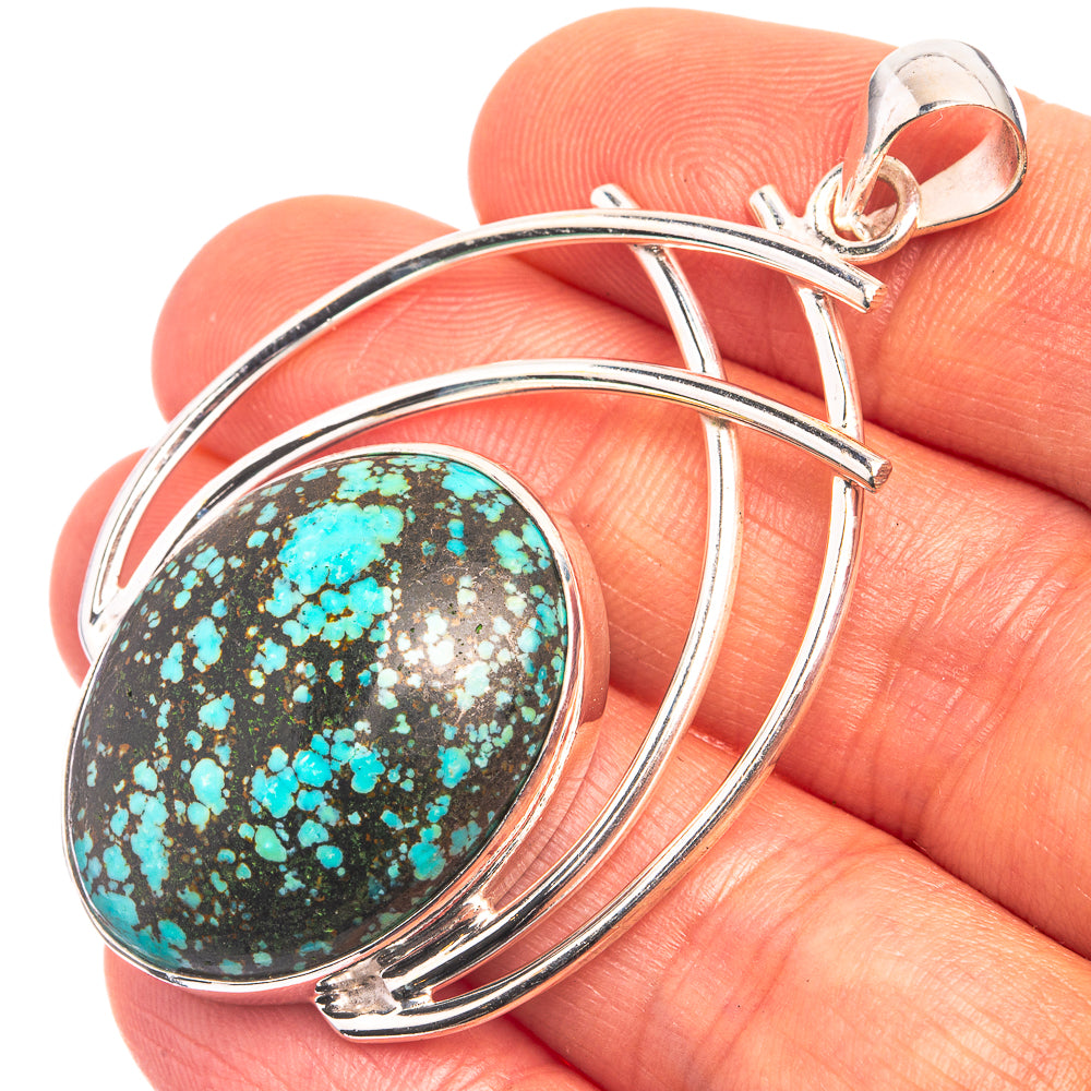 Tibetan Turquoise Pendant 2 1/8" (925 Sterling Silver) P38945