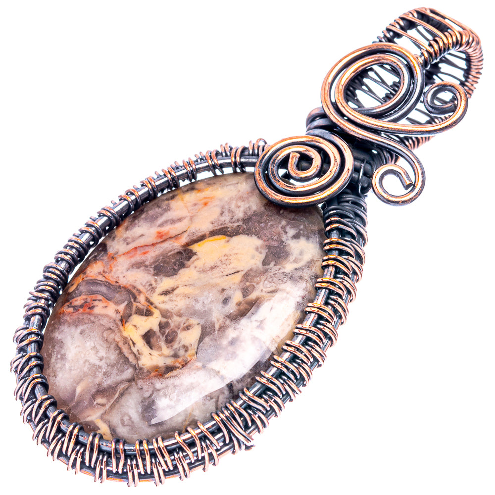 Petrified Palm Root  Wire Wrap Pendant 2 1/2" (Oxidized Copper)
