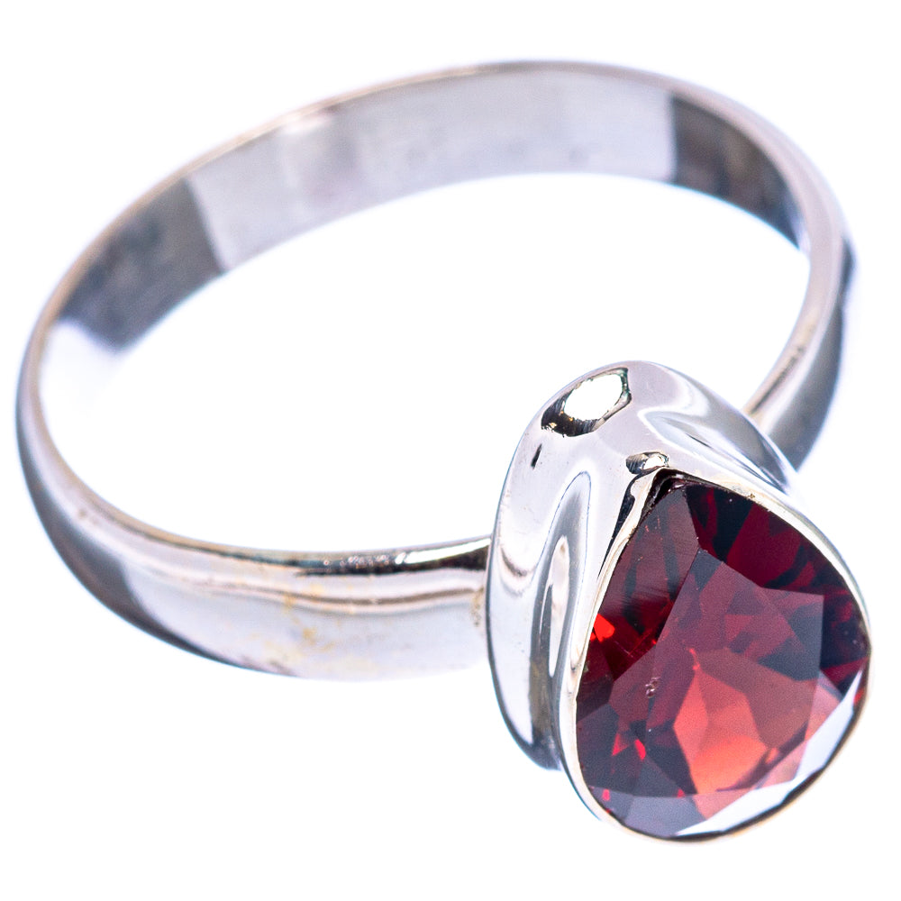 Faceted Garnet Ring Size 6.75 (.925 Sterling Silver)